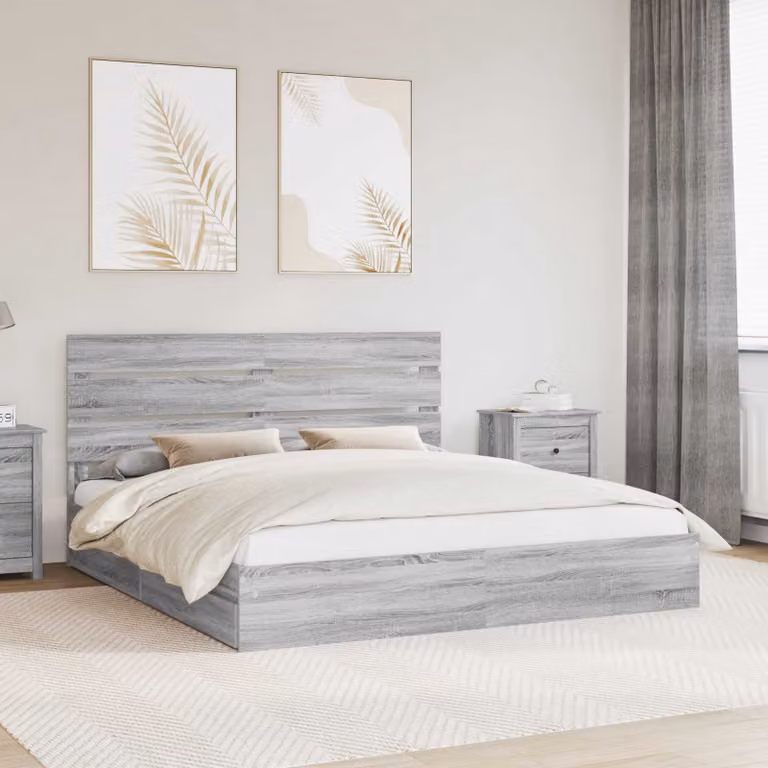 Letto con contenitore e cassetto vidaXL in legno Grigio Sonoma L: 180 cm, P: 200 cm, H: 206 cm