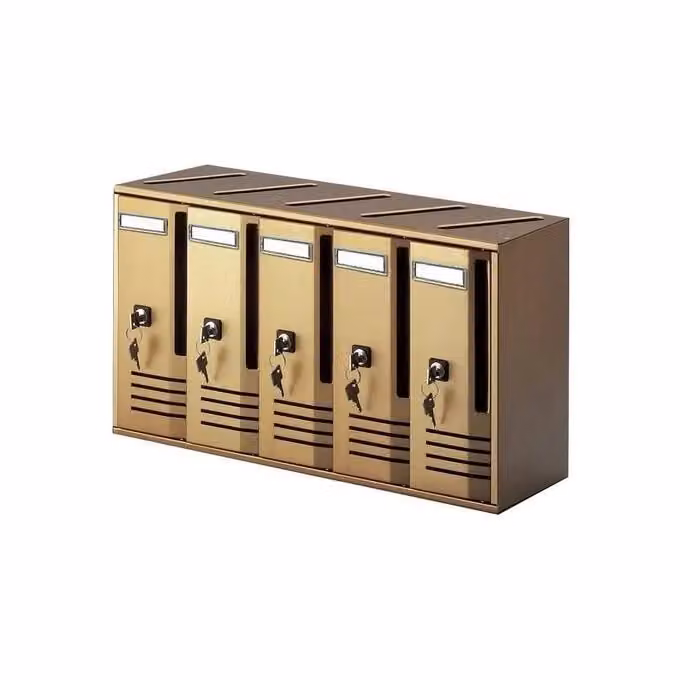 Blocchiera postale componibile Alubox 48300 Cubo C5 con 5 cassetti in alluminio anodizzato colore bronzo L/P/H: 52 x 17,5 x 30 cm – 2