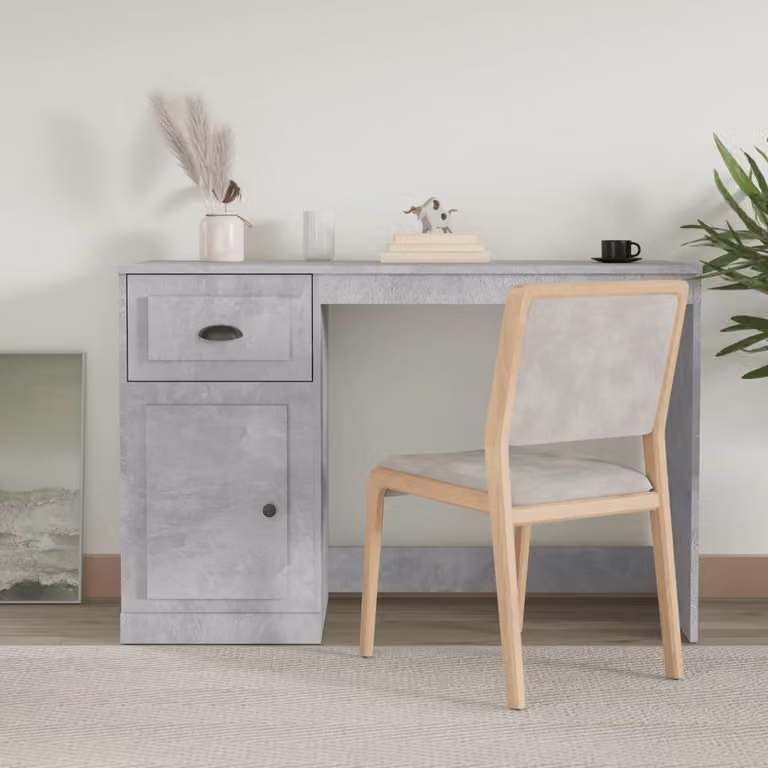 Scrivania moderna con cassetto vidaXL in legno e MDF, colore grigio, L 115 x P 50 x H 75 cm