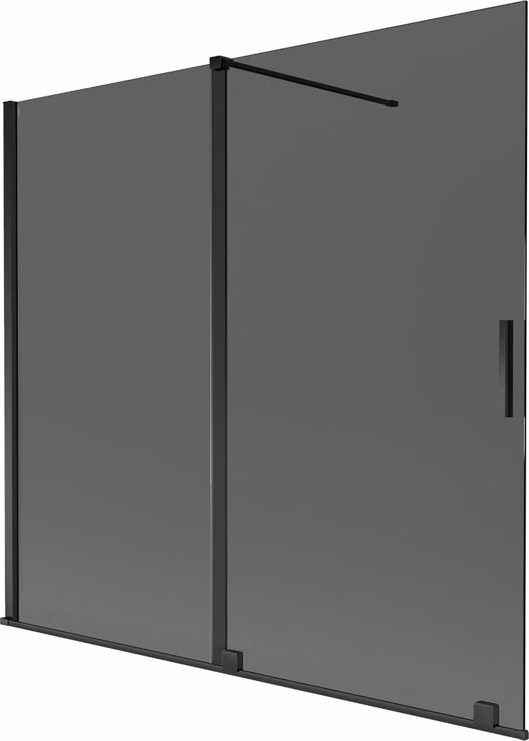 Mexen Velar paratia per vasca da bagno scorrevole a 2 ante 170 x 150 cm, grafite, nero - 896-170-000-41-70