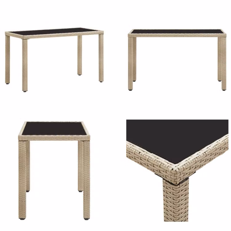 vidaXL Gartentisch Beige 123 x 60 x 74 cm Poly Rattan - Gartentisch - Gartentische - Outdoor-Tisch - Outdoor-Tische