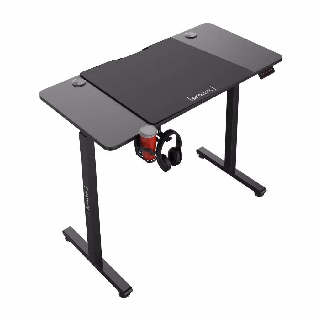 Scrivania regolabile in altezza pro.tec Stryn con sollevamento elettrico, L: 120 cm, P: 60 cm, colore nero – 2