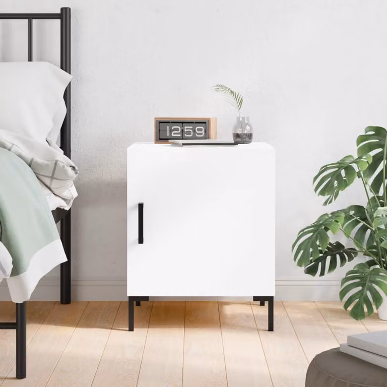 Comodino sospeso vidaXL Bianco Moderno in Legno e Metallo L/P/H: 40 x 40 x 50 cm