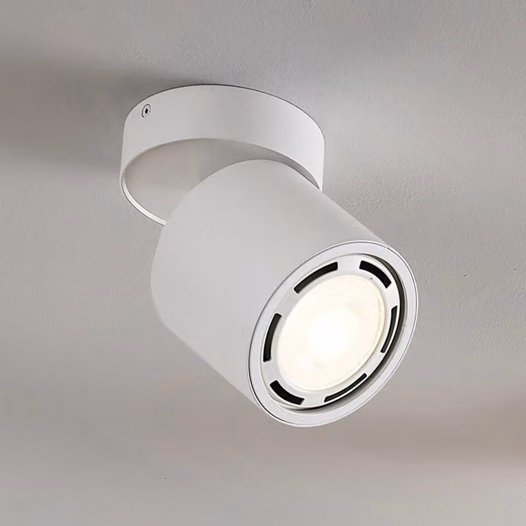 Faretto da soffitto Arcchio Mabel, Ø 12 cm, bianco, orientabile, GU10 Mabel Arcchio, dimmerabile, Bianco / Opale, Soggiorno / Sala da pranzo, Alluminio, Moderno, Faretto