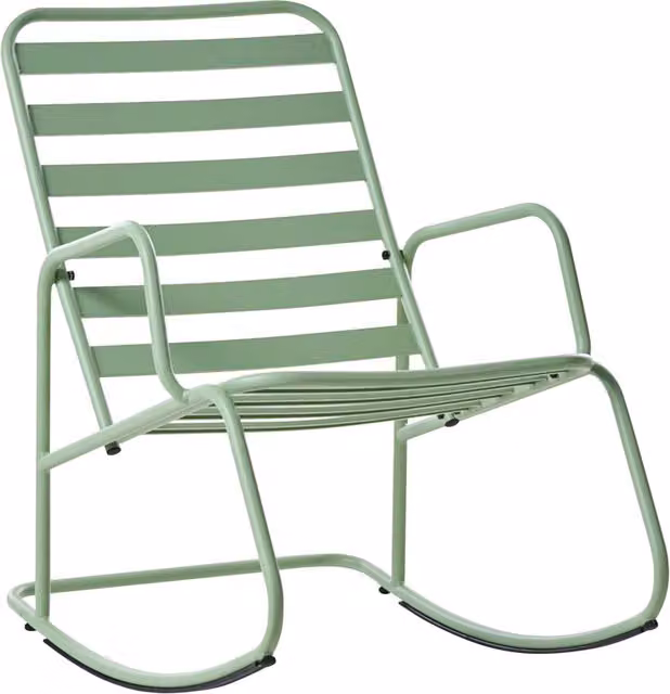 Sedia a dondolo da giardino Beliani IT in alluminio verde con design moderno per esterni