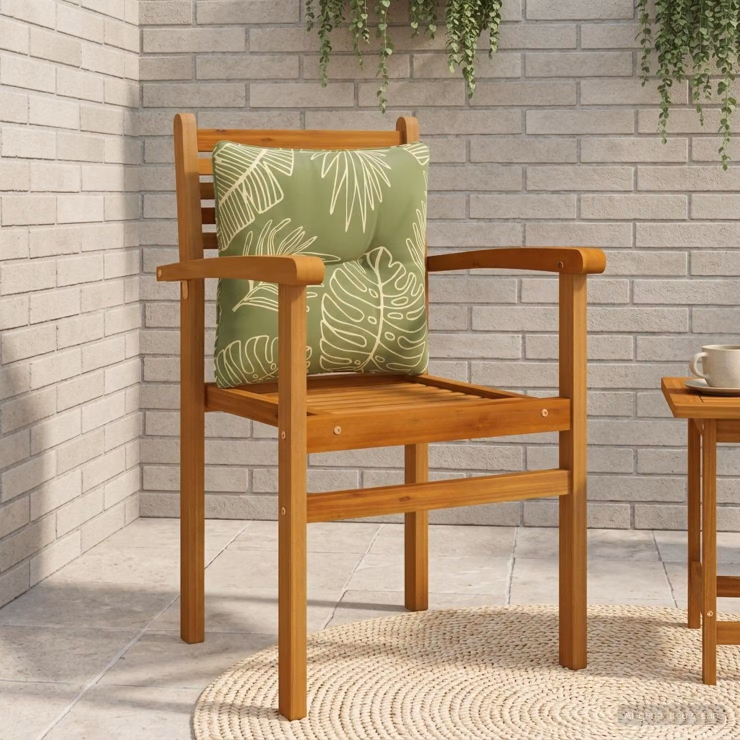 Cuscino per schienale vidaXL PUTTEN con design a foglia, blu e verde, 100% poliestere