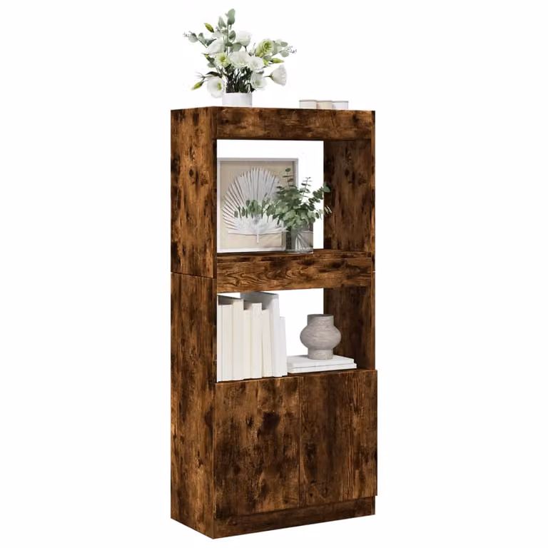 Credenza vidaXL in Rovere Fumo con Ante a Battente e Ripiani Interni, L/P/H: 63 x 33 x 140 cm