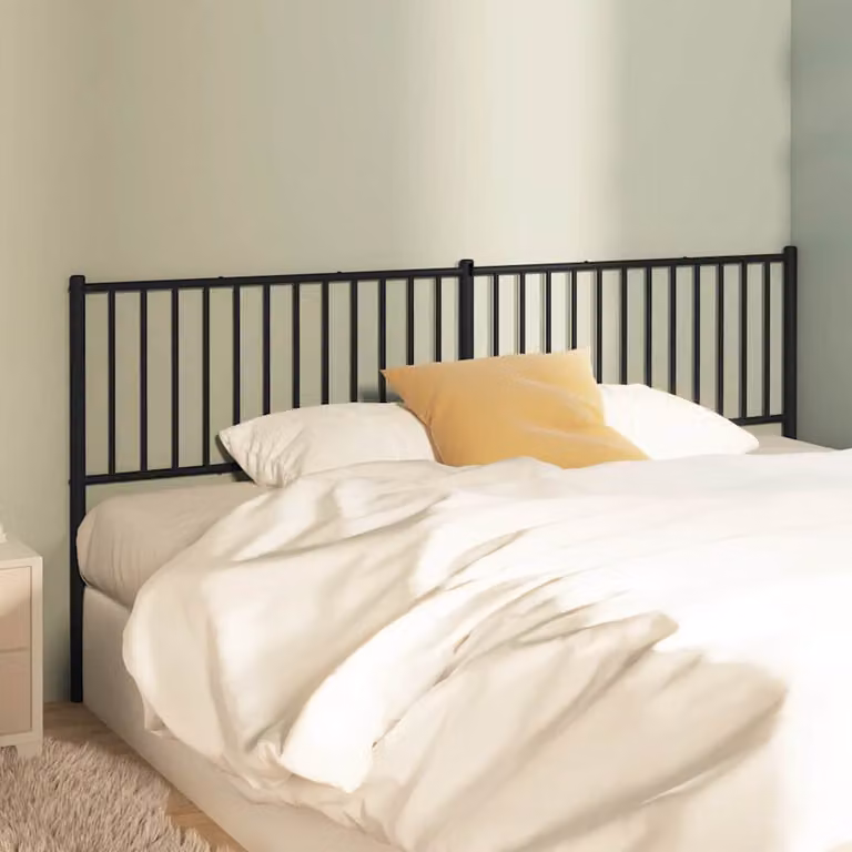 Testiera di ricambio vidaXL in metallo nero laccato, stile classico, L: 198 cm, H: 90 cm, P: 3 cm