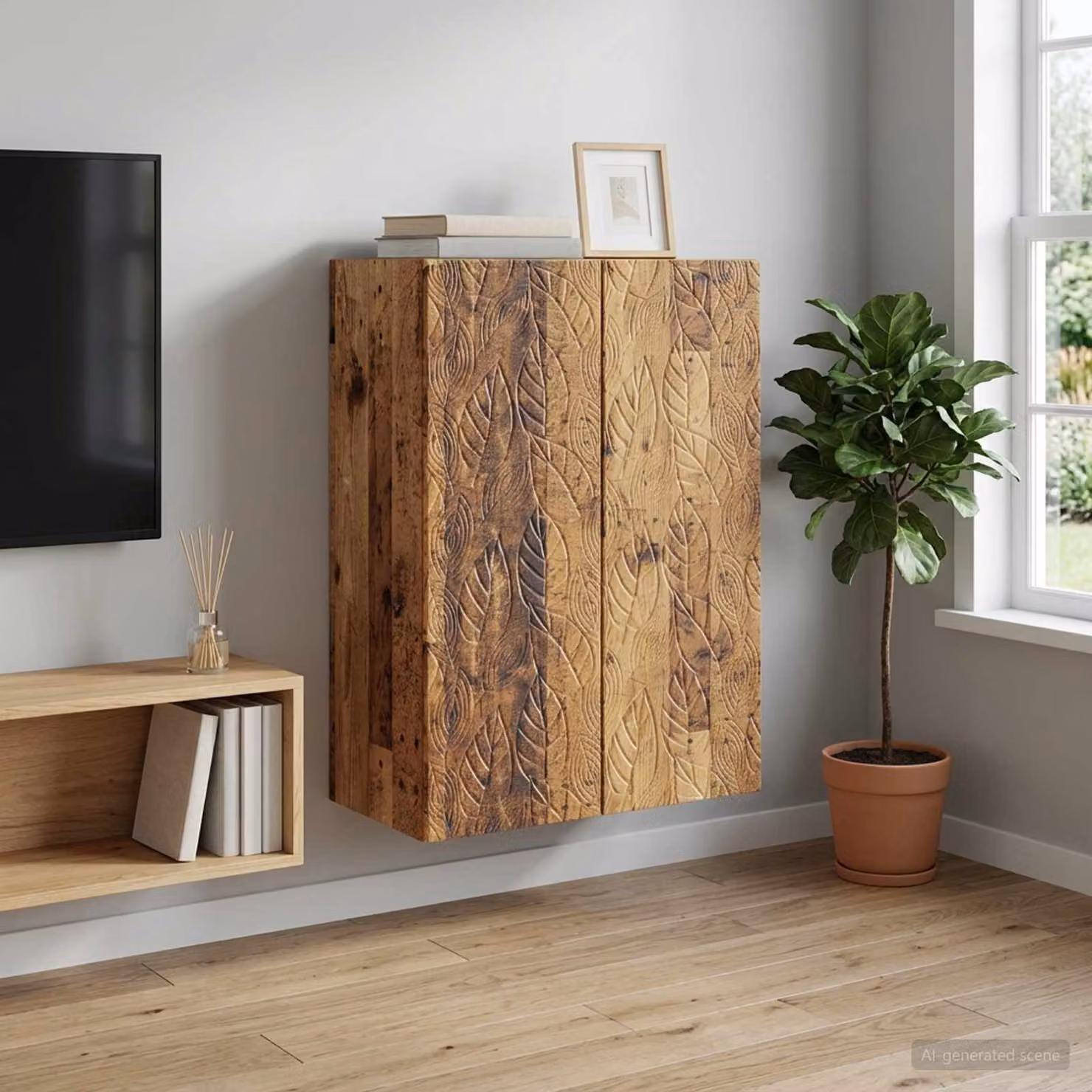 Mobiletto a muro vidaXL in legno marrone con ante a battente e ripiani interni L: 66 cm, P: 34,5 cm, H: 90 cm
