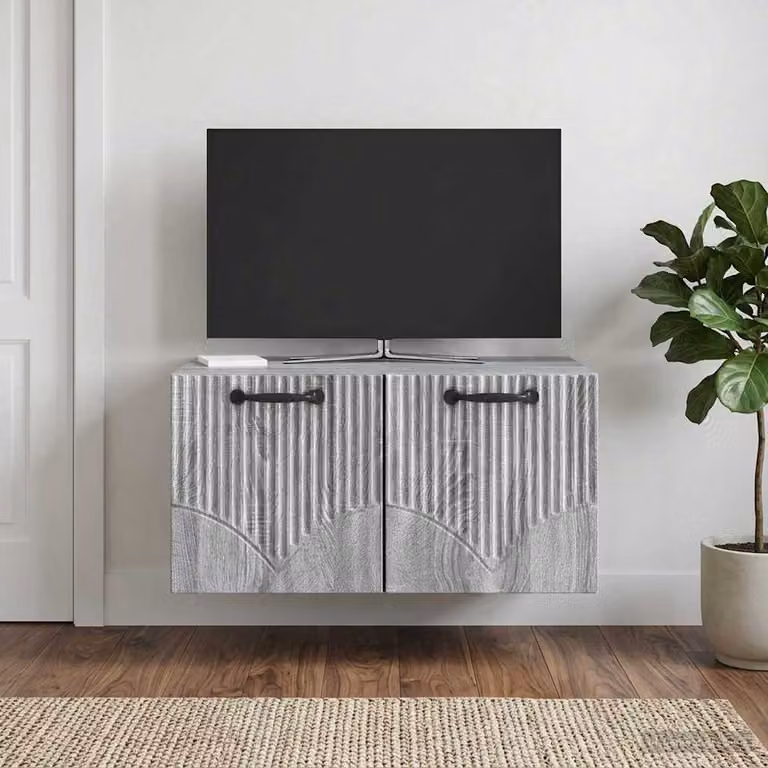 vidaXL Mobile Porta TV da Muro Moderno Grigio, L: 59,5 cm, P: 41 cm, H: 30 cm