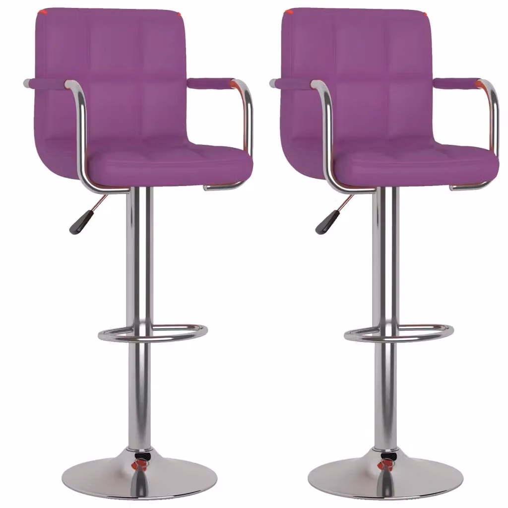 Set di 2 sgabelli da bar vidaXL in similpelle viola con base girevole a 360 gradi e struttura in metallo – 2