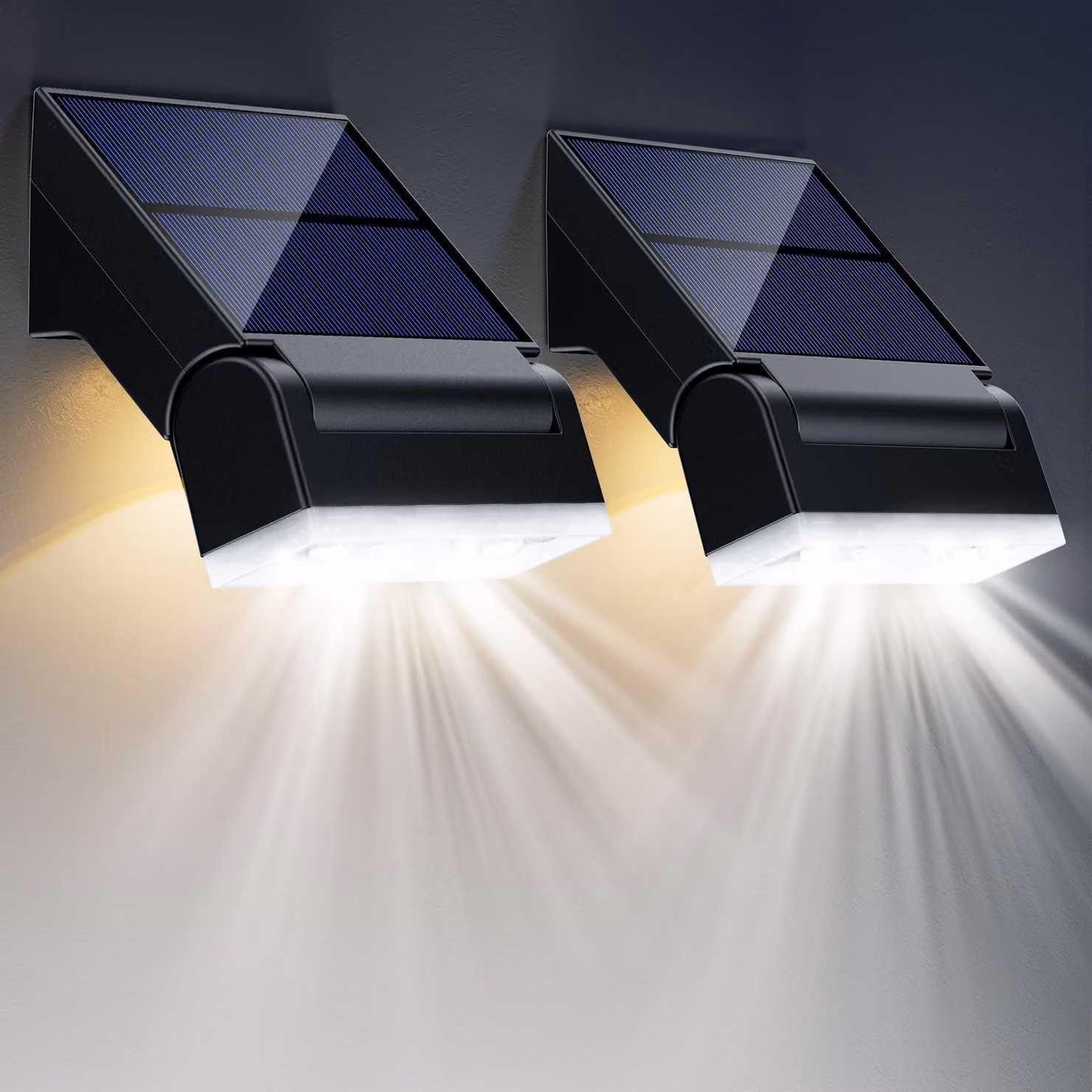 Lampade solari a LED per esterni, confezione da 2 pezzi, con angolo di illuminazione regolabile fino a 90°