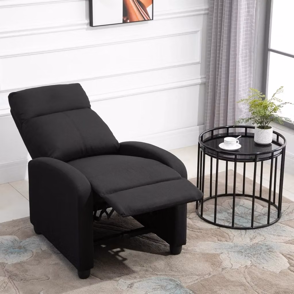 Poltrona Relax Reclinabile Manuale Benzoni in Tessuto Nero con Braccioli – 2