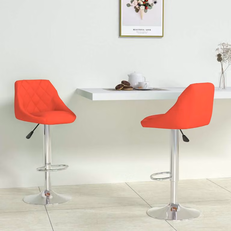 Set di 2 sgabelli da bar vidaXL moderni in similpelle rossa con base girevole a 360 gradi
