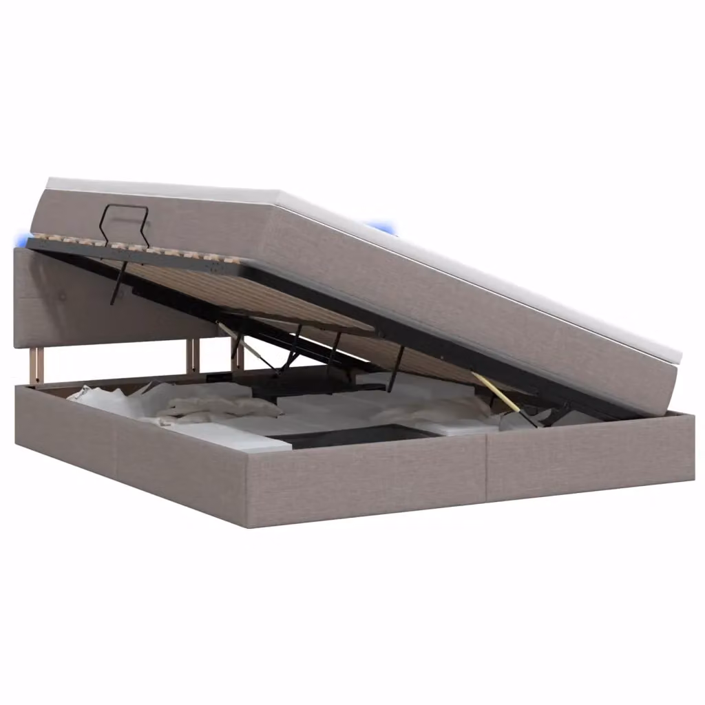 Letto con contenitore e illuminazione LED vidaXL, colore grigio, L/P/H: 140 x 200 x 44 cm – 2
