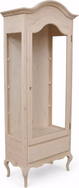 Vetrina classica a 1 anta in legno grezzo Mobili 2G L/P/H: 80 x 45 x 196 cm