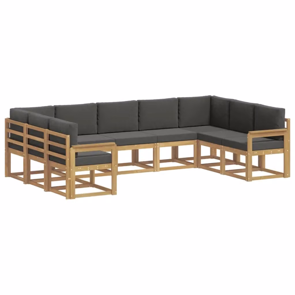 Set di divani da esterno moderno vidaXL in legno di acacia con cuscini, Bianco e Antracite – 2