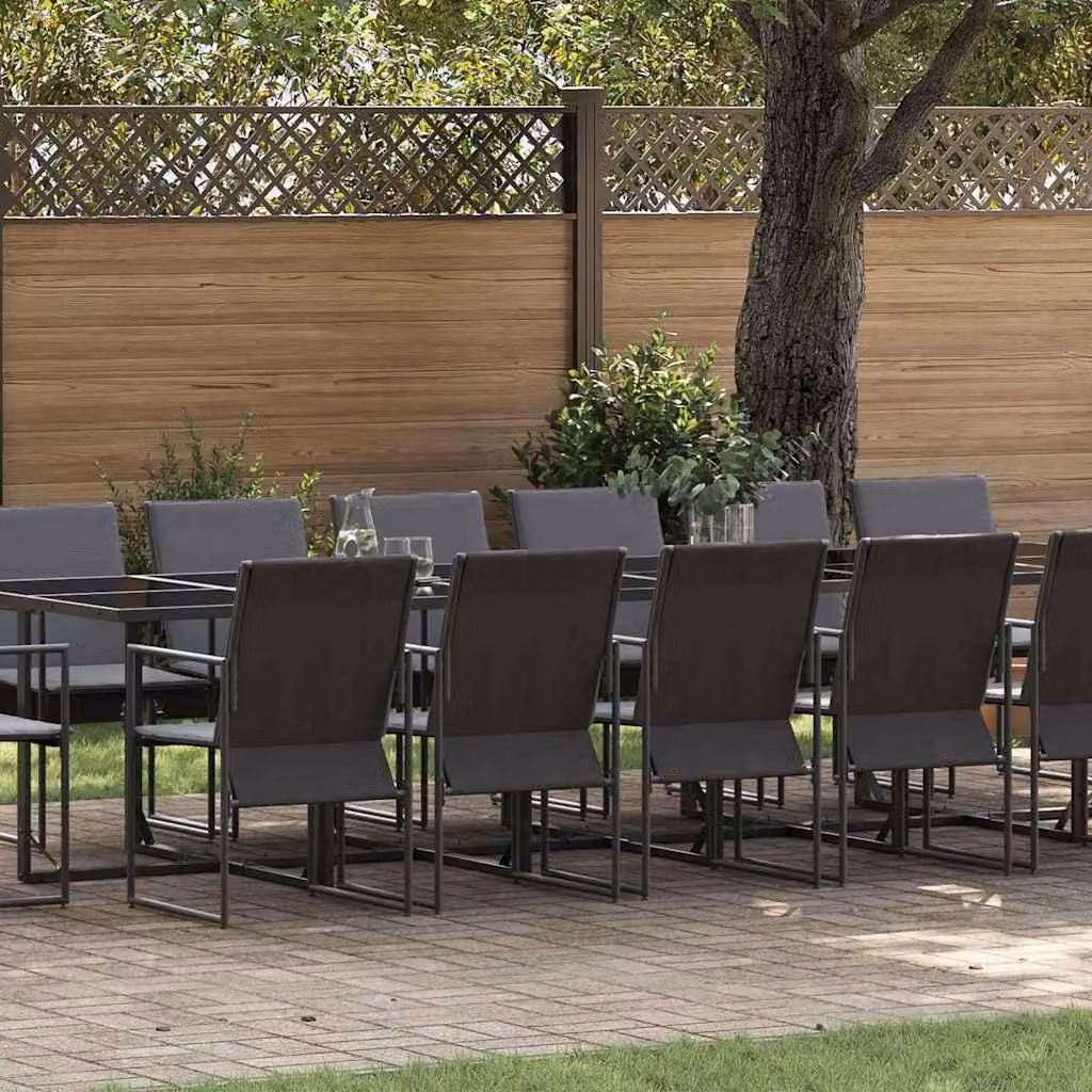 Maison Exclusive - Set da Pranzo per Giardino 17 pcs Nero Acciaio