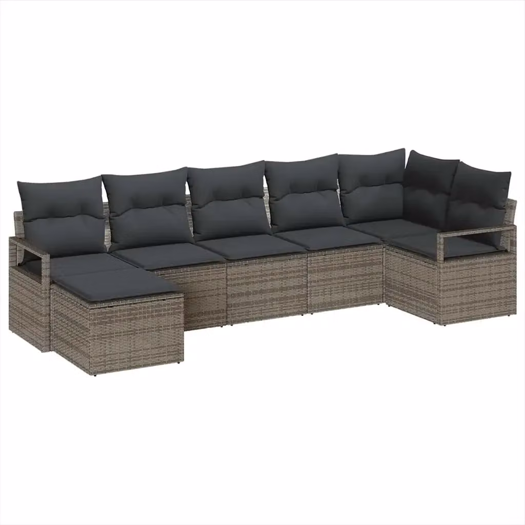 Set di divani da giardino vidaXL in polyrattan grigio con cuscini e struttura in metallo – 2