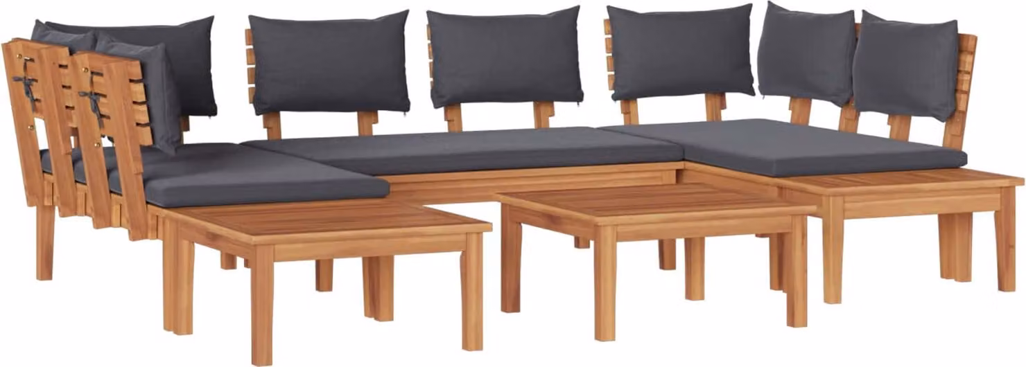 Set Divano da Giardino 4 pcs Marrone e Grigio