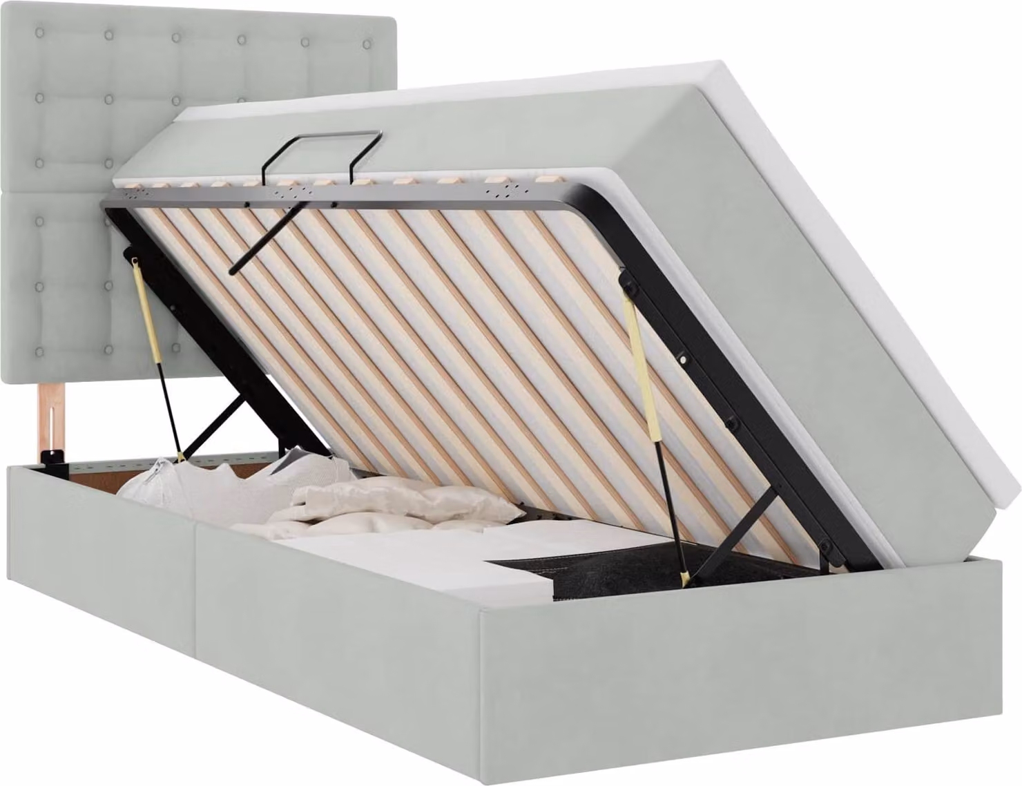 Letto con contenitore LED e materasso Grigio Chiaro 90 x 200 cm