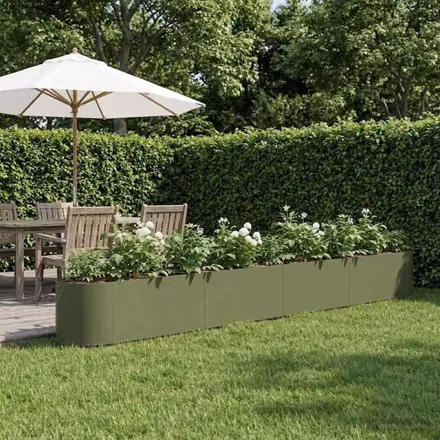 Letto rialzato da giardino vidaXL in acciaio color verde, L: 380 cm, P: 40 cm, H: 40 cm