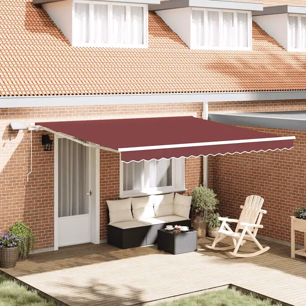 Tenda da sole retrattile vidaXL con bracci pieghevoli e LED, colore rosso e bianco, L: 400 cm, P: 300 cm – 1
