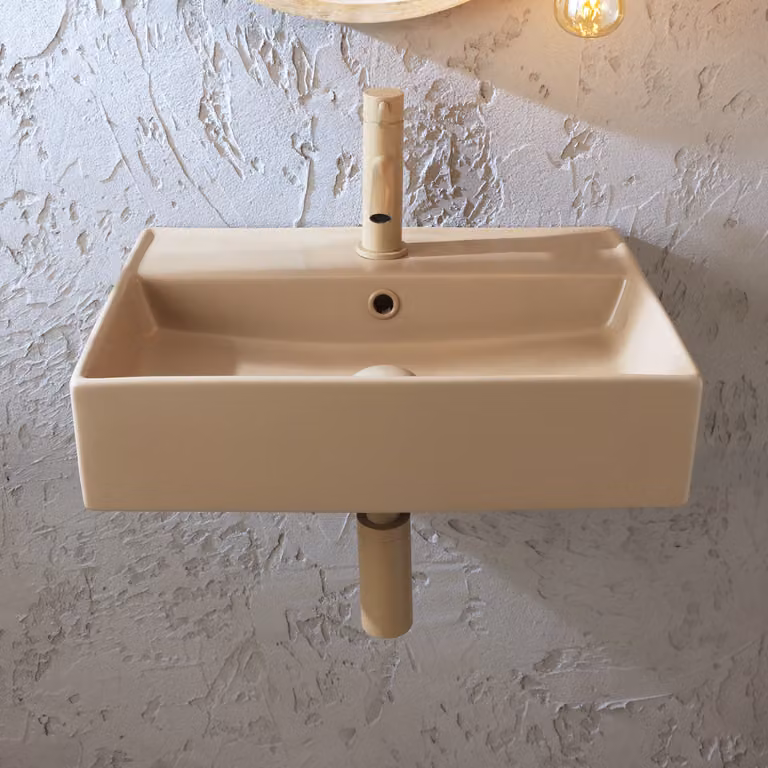 Lavabo Sospeso Rettangolare - Grigio (Pebble) - 500mm x 350mm (1 Foro per la Rubinetteria) - Elements