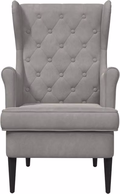 Poltrona Relax Moderna in Velluto Grigio con Braccioli e Struttura in Legno e Metallo