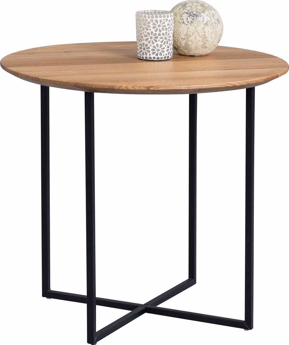 Tavolino Keno 2 in marrone - rovere selvatico, metallo - P=60cm, H=56cm