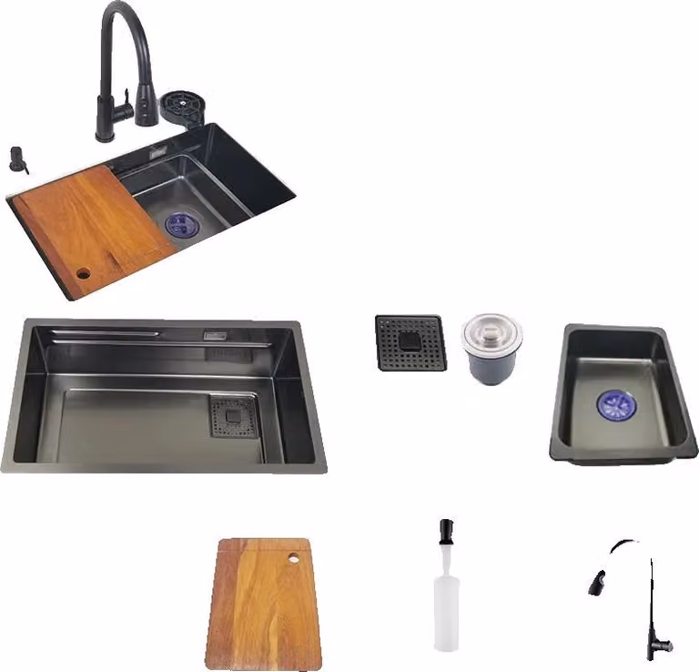 Lavello da cucina, design sottopiano, acciaio inox resistente, 68x40cm C