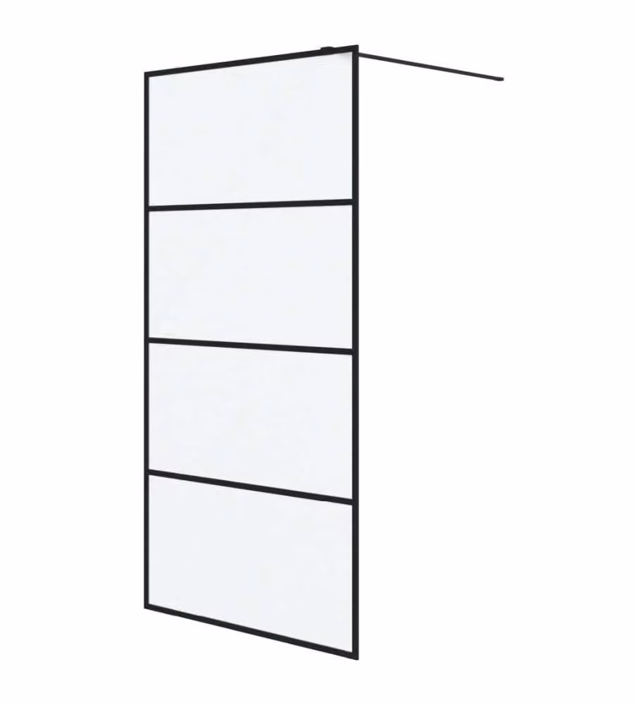 Parete Doccia Walk in vidaXL Nera con Vetro Smerigliato ESG L: 100 cm, H: 195 cm