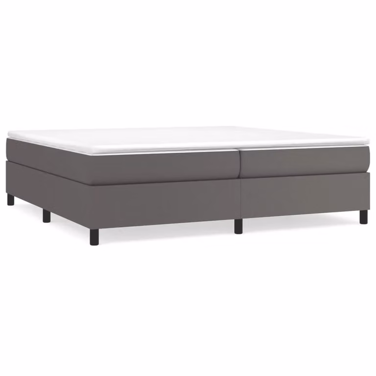 Giroletto a Molle con Materasso Grgio 200x200 cm in Pelle finta