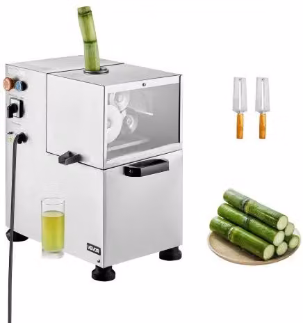 Estrattore di Succo di Canna da Zucchero Commerciale VEVOR, Macchina Elettrica da 800 W con 4 Rulli in Acciaio Inox, Colore Argento