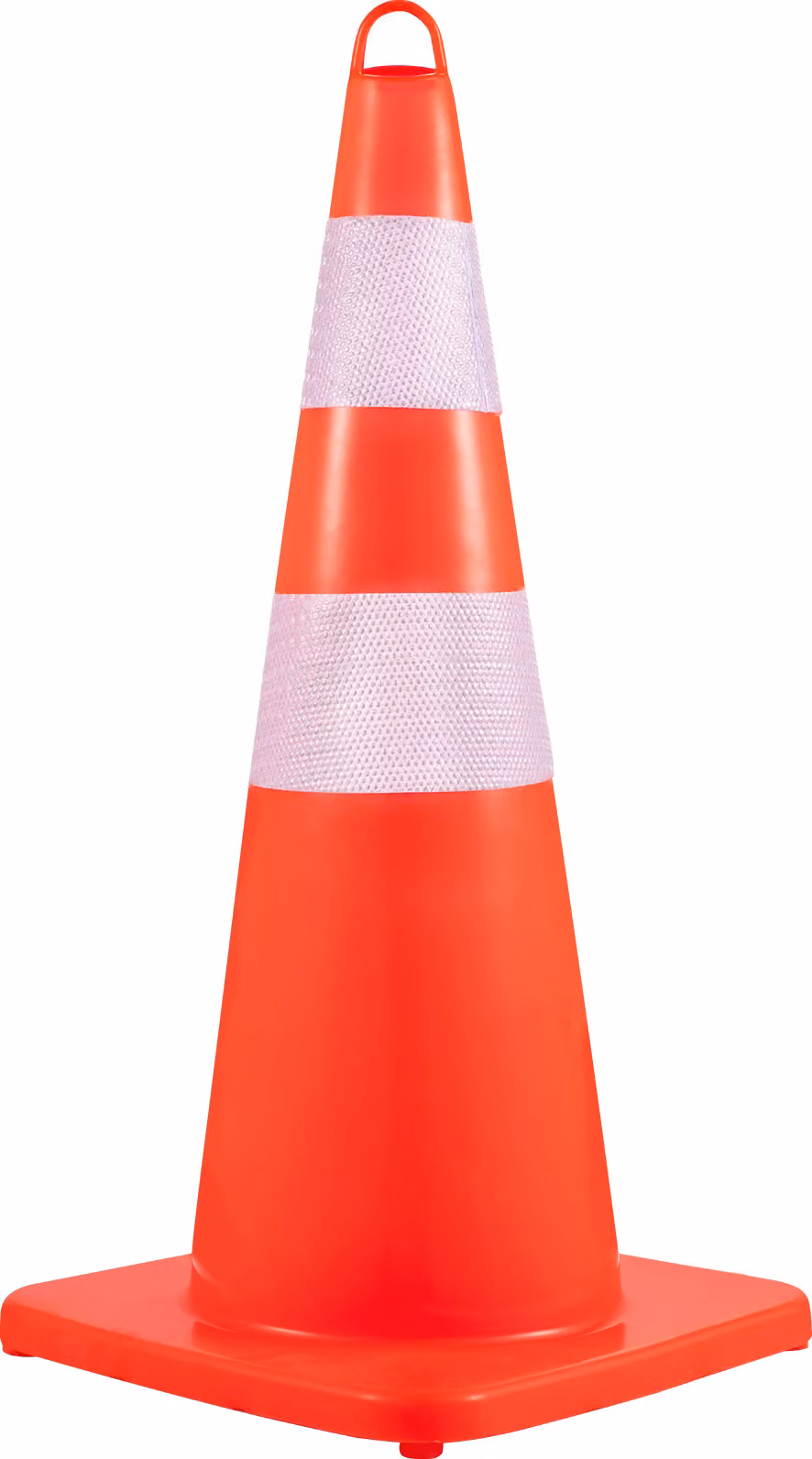 SucceBuy Cono di sicurezza da 12 x 28 pollici - Cono arancione in PVC per traffico/costruzione, 2 collari riflettenti, con anello per le mani, base ponderata per traffico, vialetto, parcheggio