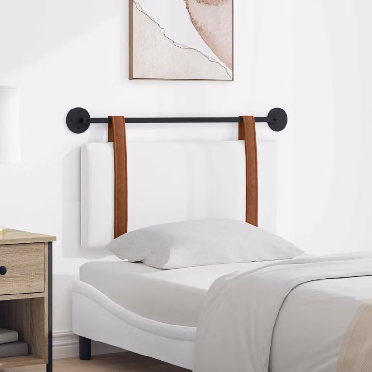 Testiera per letto sospesa vidaXL in similpelle bianca con pannello imbottito e design moderno