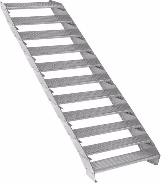 Scala metallica a 11 elementi ad altezza regolabile in acciaio zincato 90 cm / 900 mm