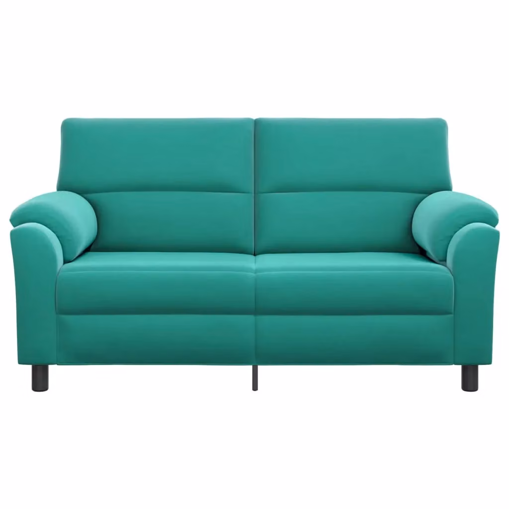 Divano moderno in velluto turchese vidaXL con struttura in metallo e coperture rimovibili L: 174 cm, P: 85 cm, H: 93 cm – 2