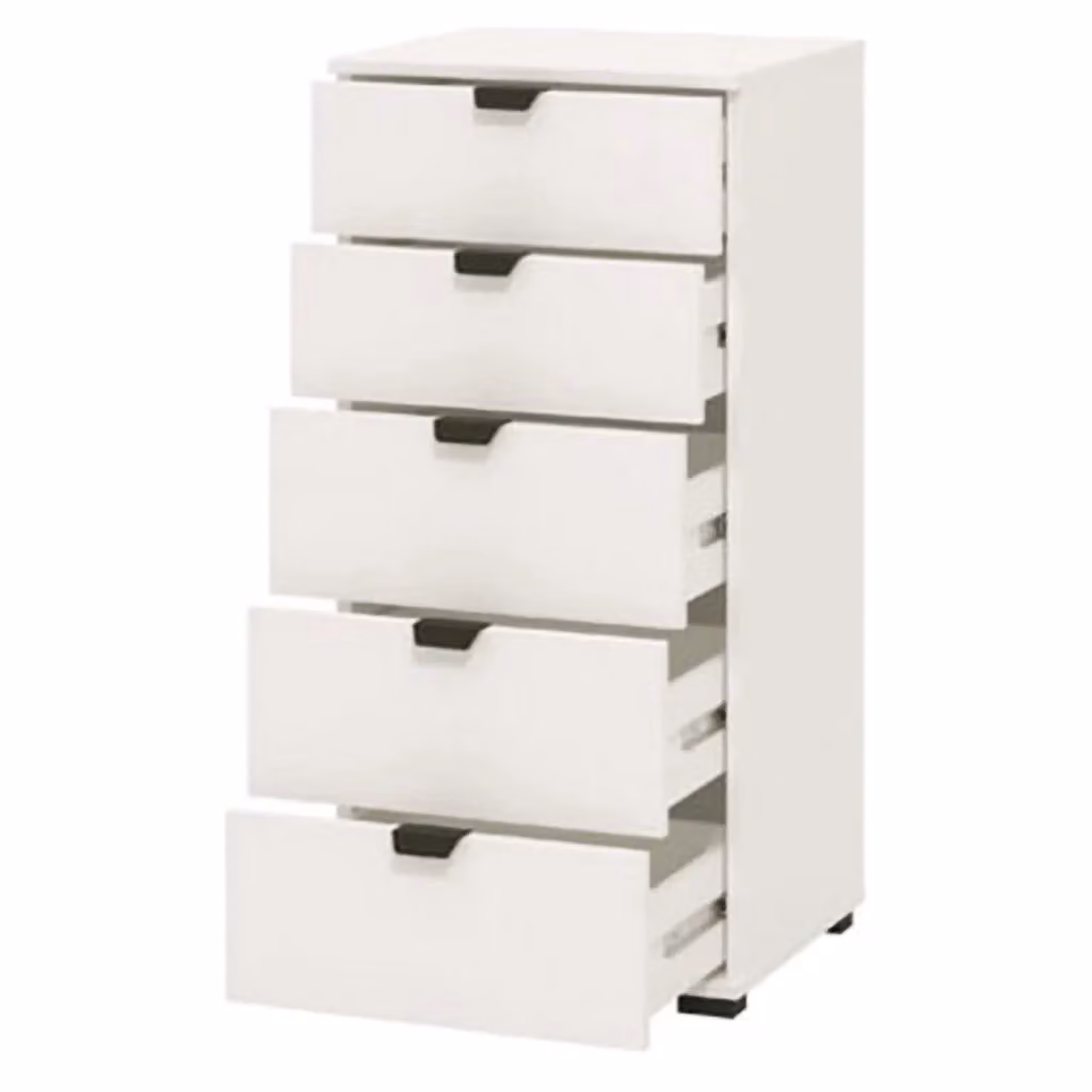 Cassettiera Mainarda con 5 cassetti in stile moderno, colore bianco, L: 45 cm, P: 40 cm, H: 95 cm – 2