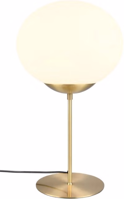 Lampada da tavolo Trio Leuchten moderna in metallo e vetro color oro e bianco con diffusore a sfera E27