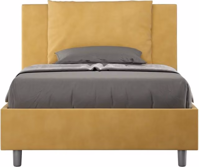 BS COM Letto una piazza e mezza senza rete imbottito 120x210 microfibra ocra