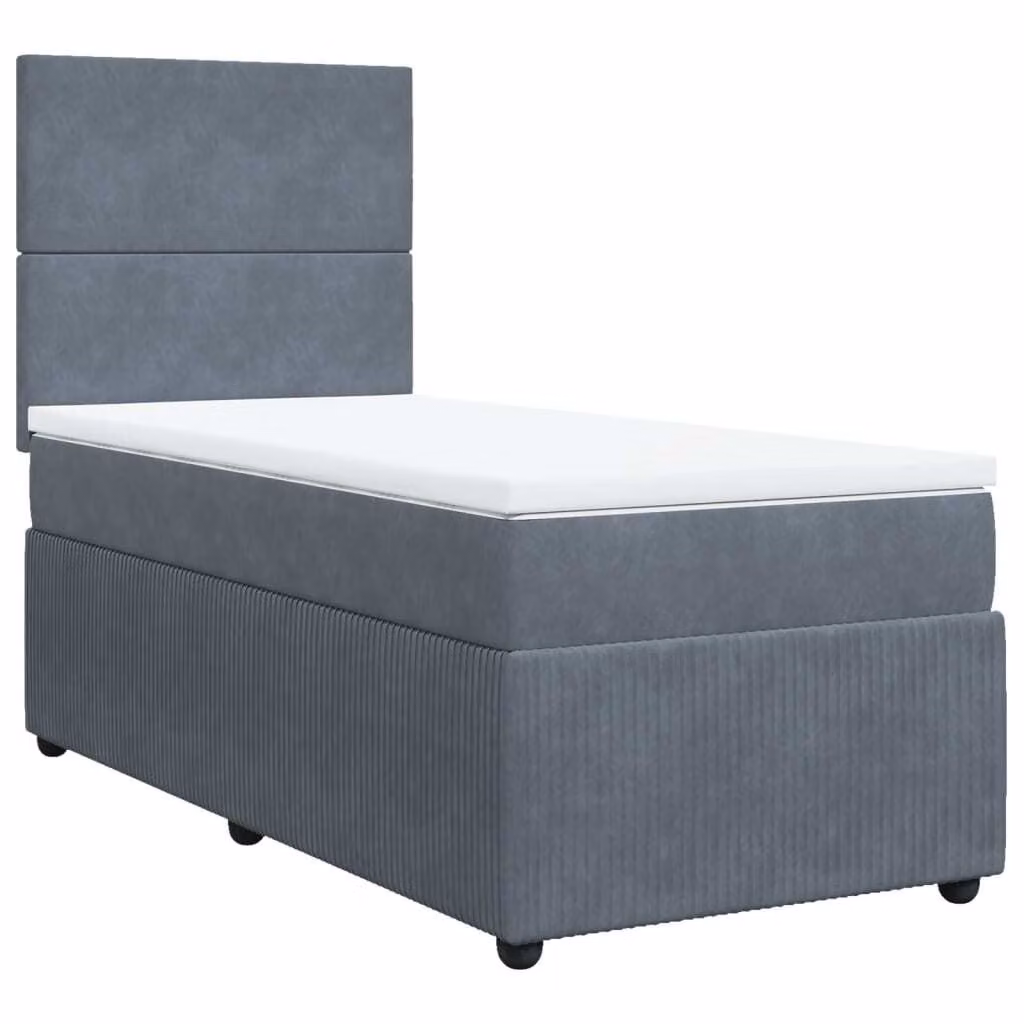 Giroletto a Molle con Materasso Grigio Scuro 90x200 cm Velluto