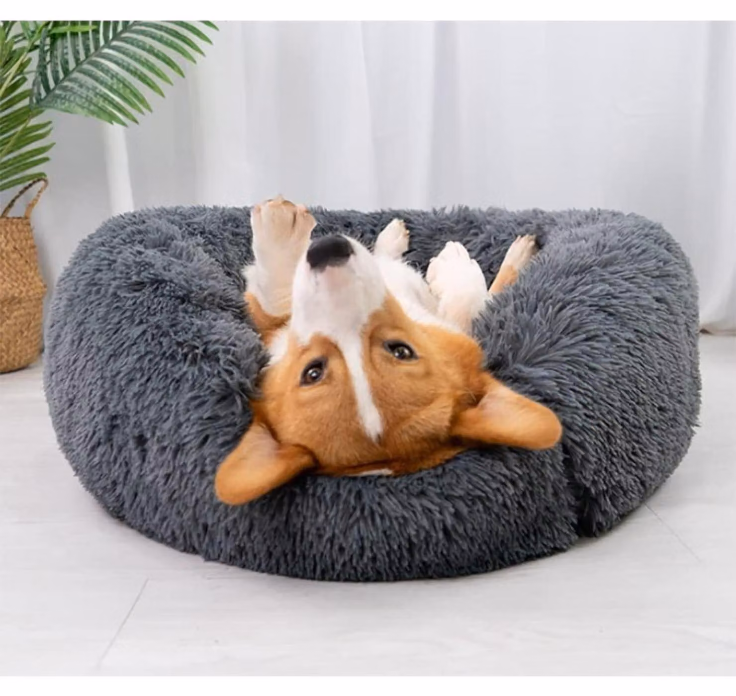 Cuccia per cani a forma di ciambella, rotonda, morbida e calda, dimensioni 60x60x15 cm, ideale per cani di piccola e media taglia