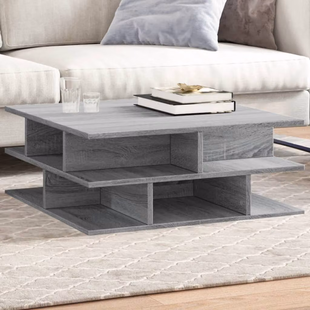 Tavolino da salotto vidaXL in legno multistrato grigio, L 70 x P 70 x H 29 cm