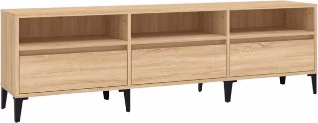 Mobile TV Rovere Sonoma in Legno Multistrato Marrone, L 150 cm x P 30 cm x H 44,5 cm – 1