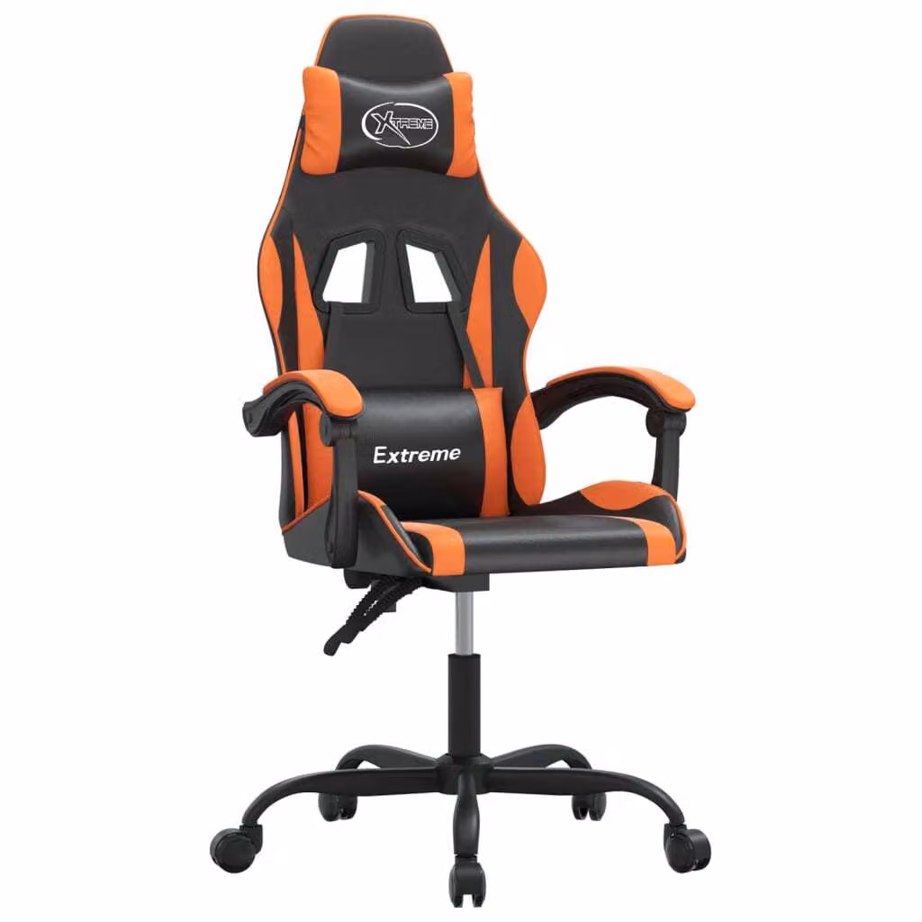Sedia da Gaming Nero e Arancione in Pelle finta