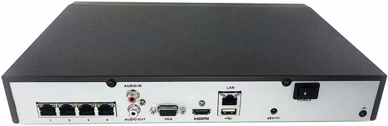 HiLook Powered by HIKVISION/ NVR-104MH-C/4P(D)/ 4 telecamere/ 4x PoE/ 8Mpix/ HDMI/ VGA/ 1x RJ45/ metallo