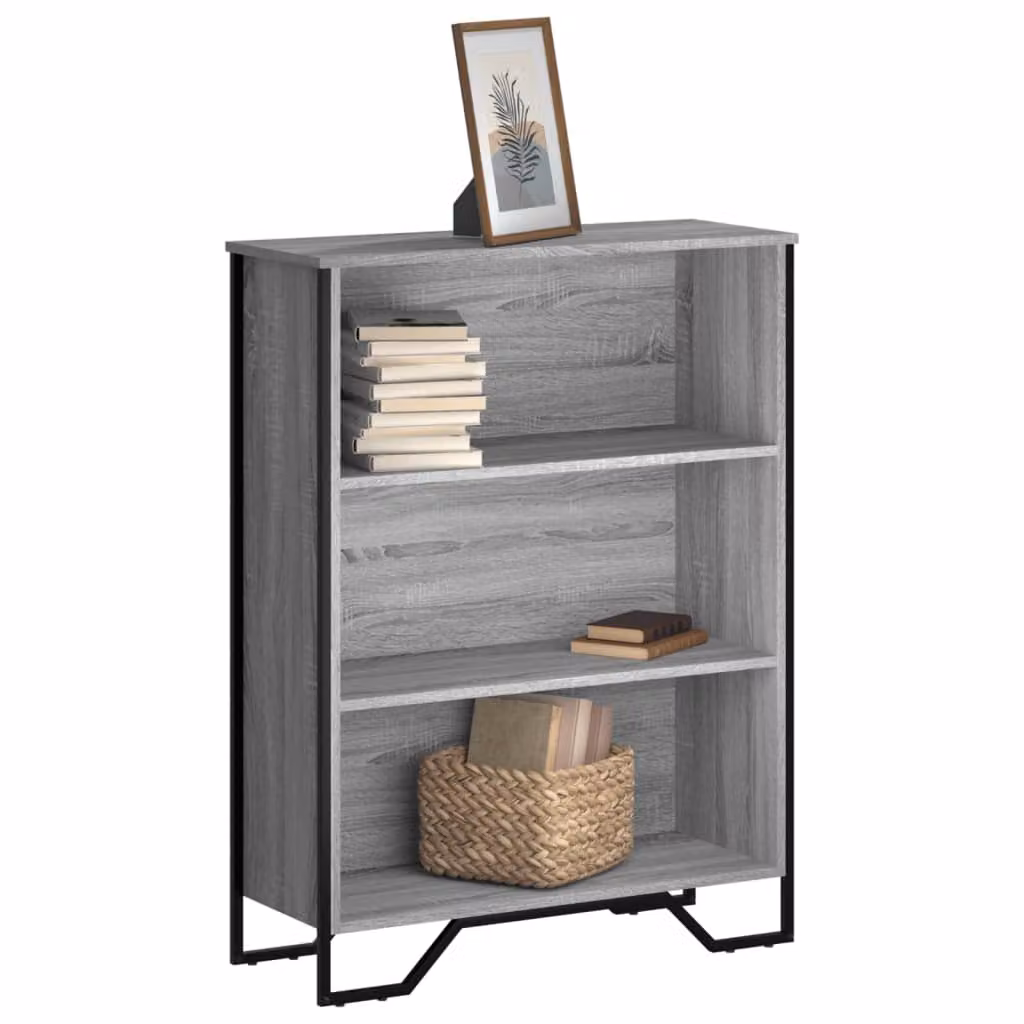 Libreria moderna vidaXL in legno e metallo, colore Grigio, L 80 cm x P 31 cm x H 106 cm