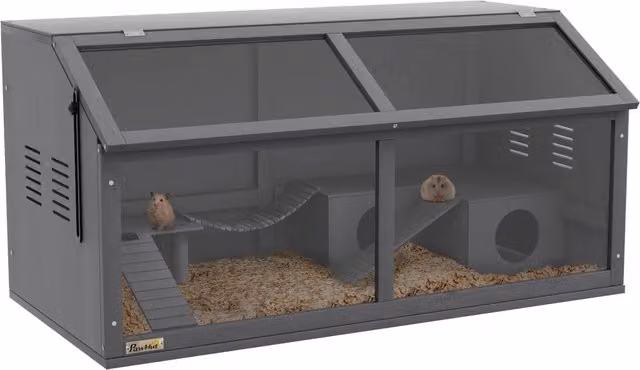 Gabbia per piccoli animali Xylo in legno di abete grigio L/P/H: 100 x 52 x 50 cm – 1