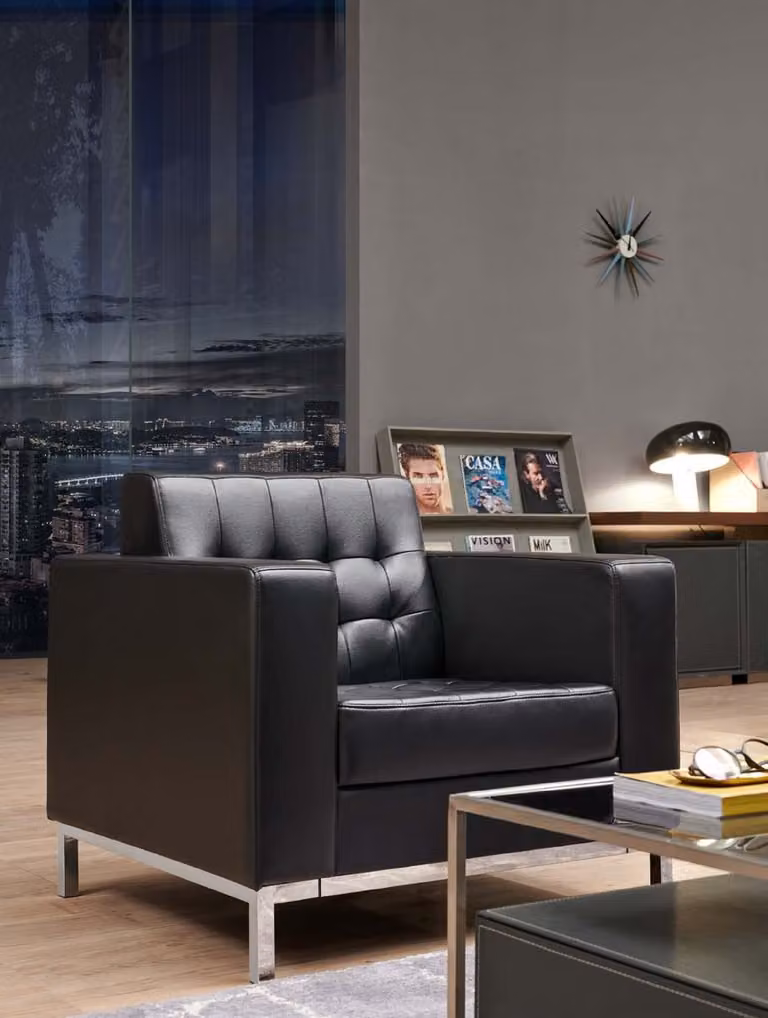 Designer Sessel 1 Sitzer Leder Luxus Lougne Sofa Chesterfield Büro Einrichtung